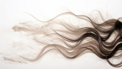 Abstract Wavy Lines of Dust and Hair Particles in Black White and Gray Tones on White Background