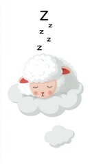 Sleeping sheep on cloud illustration