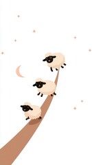 Cartoon sheep on a path