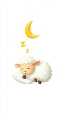 Sleeping cartoon sheep illustration