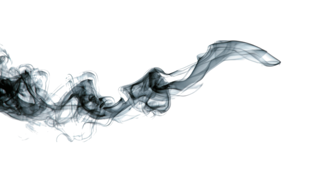 Candle smoke trail or fog stream rising slowly, isolated on transparent 