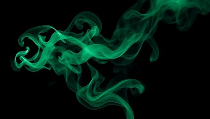 "Enigmatic Green Smoke Rising Against a Black Void"