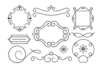 rome style ornate calligraphic design elements set