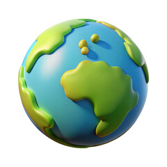 3d cartoon earth isolated on transparent background