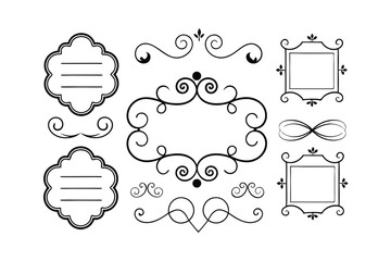 rome style ornate calligraphic design elements set