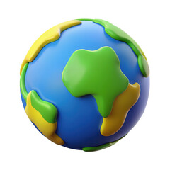 3d cartoon earth isolated on transparent background