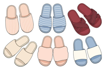 Collection of various comfortable house slippers for women in different colors and styles