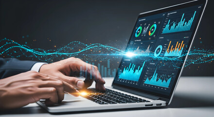 Data Analysis on Laptop with Charts and Graphs