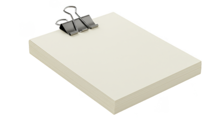 Isolated PNG of Stack Paper Notepad with Clip on Transparent BG