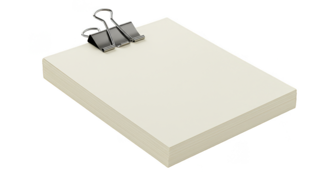 Isolated PNG of Stack Paper Notepad with Clip on Transparent BG