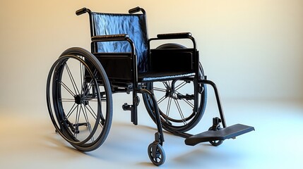 Fototapeta premium Modern black wheelchair, neutral backdrop