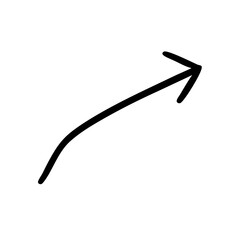 A thick, hand-drawn black arrow pointing right on a white background