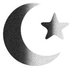 Crescent Moon with star gradient grainy effect illustration