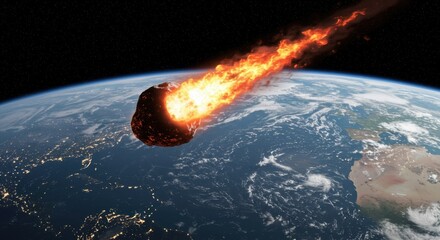 Fiery Meteoroid Approaching Earth: A Cosmic Collision Imminent