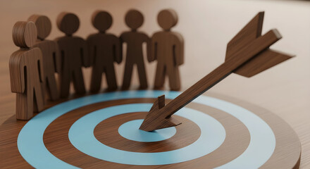 Team and Arrow Hitting Bullseye Target