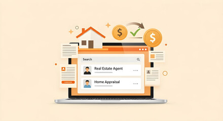 Real Estate Search Results on Laptop