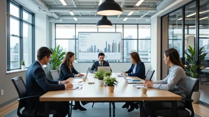 Diverse business team in modern conference room having a productive meeting - Powered by Adobe
