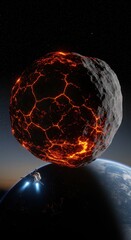 Apocalyptic Asteroid Collision Course Spaceship Evacuates Fiery Cosmic Event Near Earth