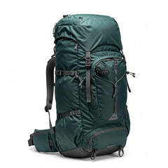 Mountaineering Backpack Isolated on White: High Detail Storage Capacity, 8K.