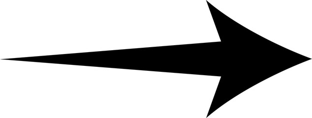Sharp black arrow pointing to the right on a clean white background