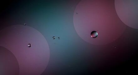 Abstract Oil Water Droplets Bokeh Effect with Soft Purple and Teal Gradient Background