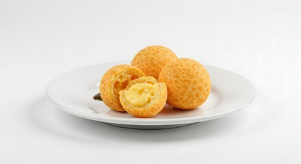 Crispy Golden Fried Cheese Balls with Creamy Filling Isolated on White Background Tasty Snack Food Appetizer Delicious Treat