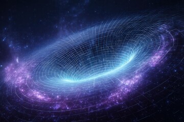 Obraz premium This digital illustration depicts a mesmerizing spiral of blue and purple stars, resembling a cosmic phenomenon.