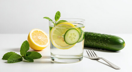 Refreshing Detox Drink: Lemon, Cucumber, and Mint Infusion for Wellness and Hydration