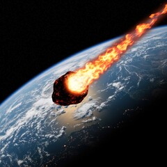 Fiery Meteoroid Impacting Earth: A Cosmic Collision Depicted in Vivid Detail