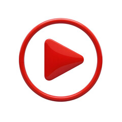  Play Button in Glossy Red Circle PNG