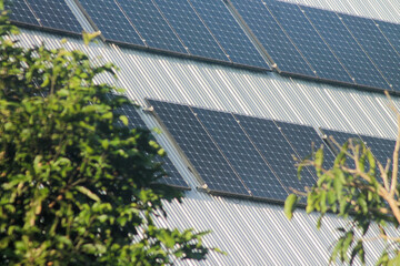 the solar panels on the roof	
