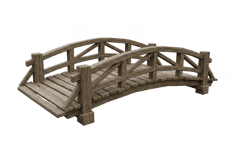 Wooden Bridge Isolated Structure For Garden Isolated Background