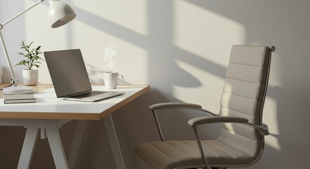 Modern home office desk workspace