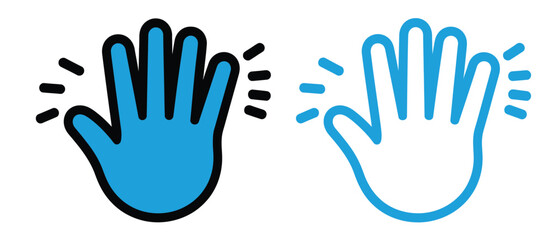 Blue and White Hand Icon with Exclamation Marks