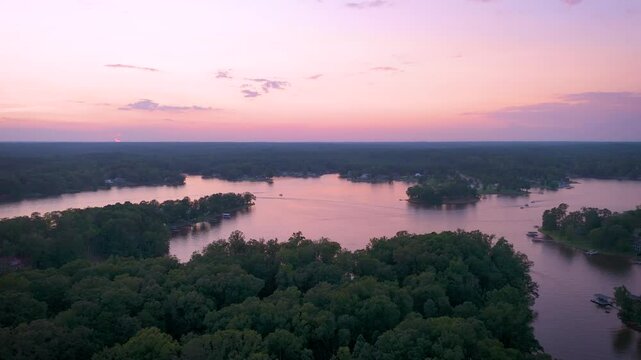 Aerial video of Lake Secession in South Carolina.