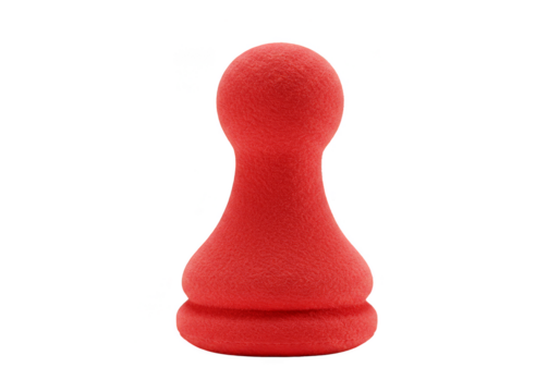 Isolated Red Chess Pawn Piece On Transparent Background In Studio