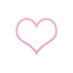 Pink neon heart outline with transparent background

