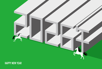 2026年 午年年賀状テンプレート