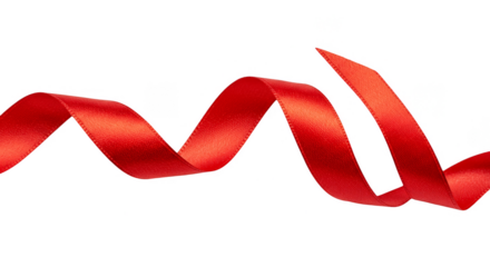 Isolated Red Ribbon Sparkle Curl Shiny Decorative Element on Transparent