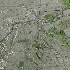 3D illustration of city and urban in Los Angeles USA