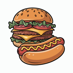 Delicious double cheeseburger stacked on a hot dog with mustard