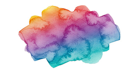 Abstract Watercolor Rainbow Stain Blob on Transparent Background Texture