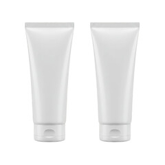 Illustration of Two White Cosmetic Tubes Mockup With Transparent Background