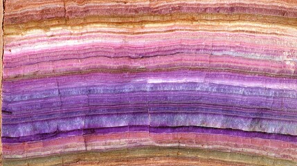 Glowing sedimentary rock layers with pulsating striations, primordial energy and geological history visualization