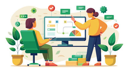 woman in Casual Sweater | Monitor Presentation (Sustainable Growth Green Theme)