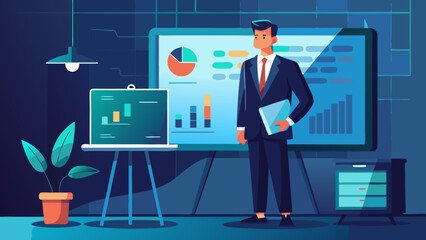 person in Business Suit | Whiteboard Presentation (SaaS Dark Mode Theme)