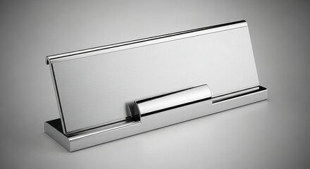 Sleek Metallic Business Card Holder against a Gradient Background for Professional Use