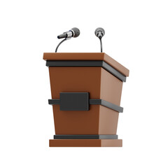 Tribune 3d icon. Empty podium with two microphones