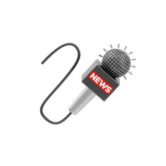 News broadcasting microphone 3d icon. News microphone for live reporting