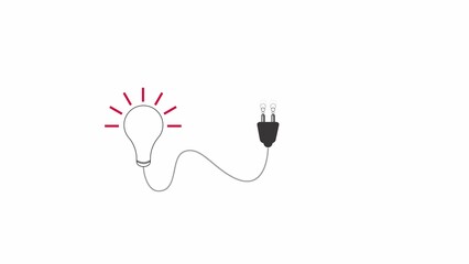 Simple graphic of a light bulb connected to an electrical plug representing ideas and power